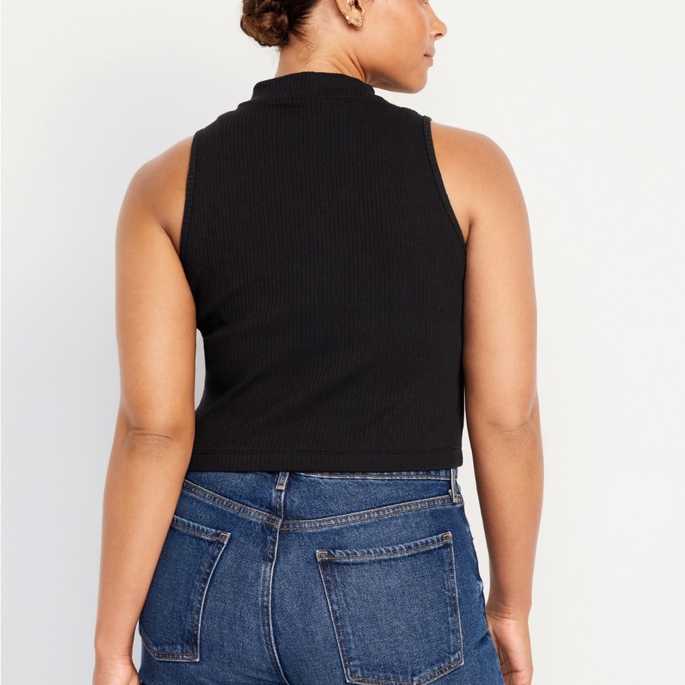 Mock Neck Ribbed Tank Top - Picture 6 of 13